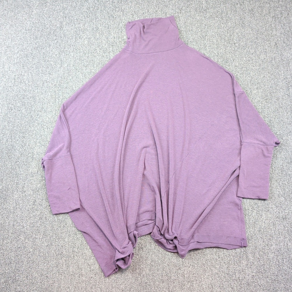 Wishlist Boho Oversized Turtleneck Poncho Top S/M Purple Batwing Sleeve Tunic